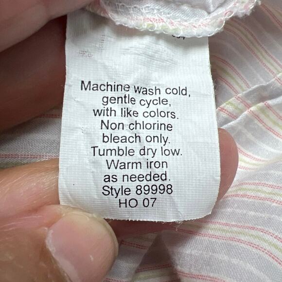 J Crew White Vertical Pastel Pinstripes Button Up Cotton Blouse Sz Small Medium - Picture 6 of 6